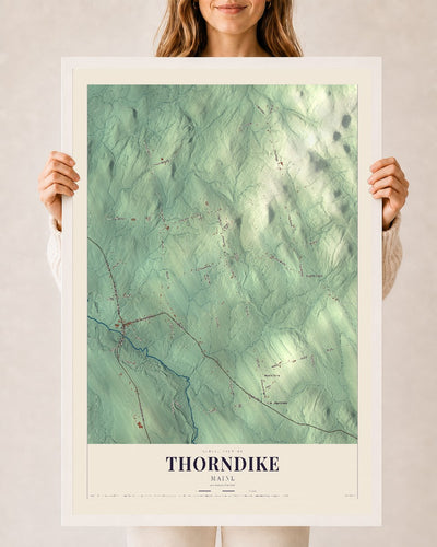 Thorndike, Maine map print - 24 x 36 white Ayous wood frame