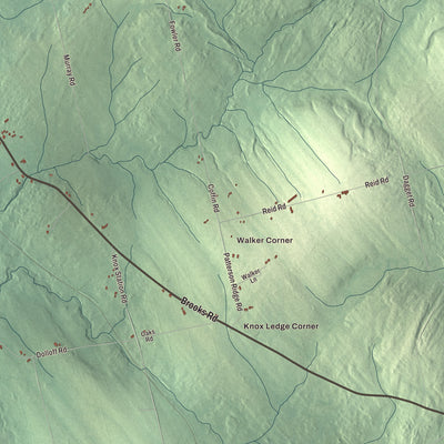 Terrain and local geography detail from the Thorndike, Maine map