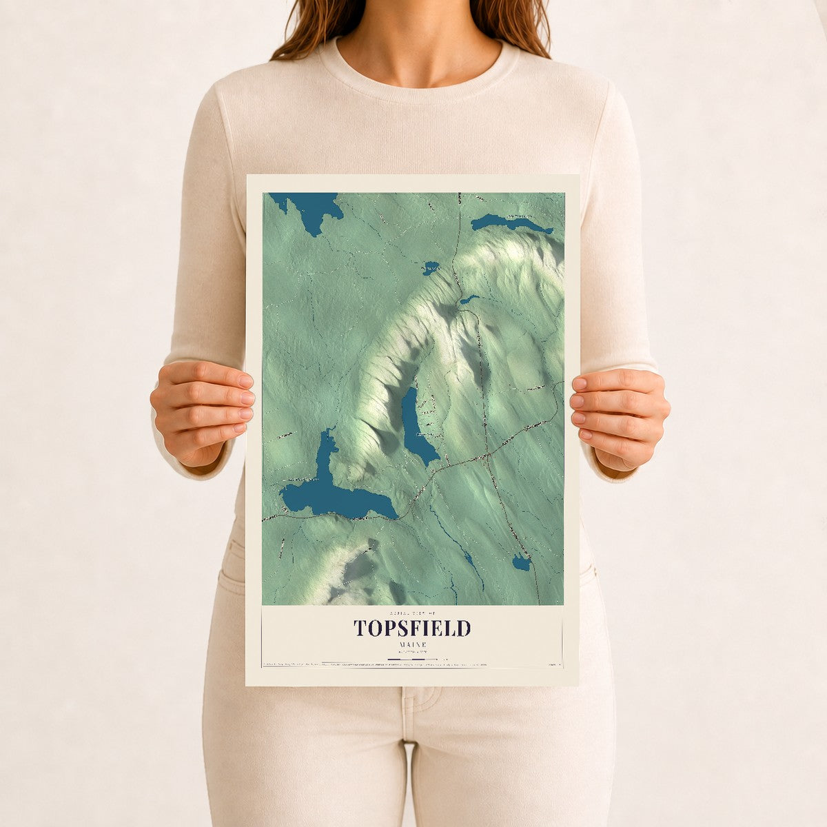 Topsfield, Maine map print - 12 x 18 archival matte print