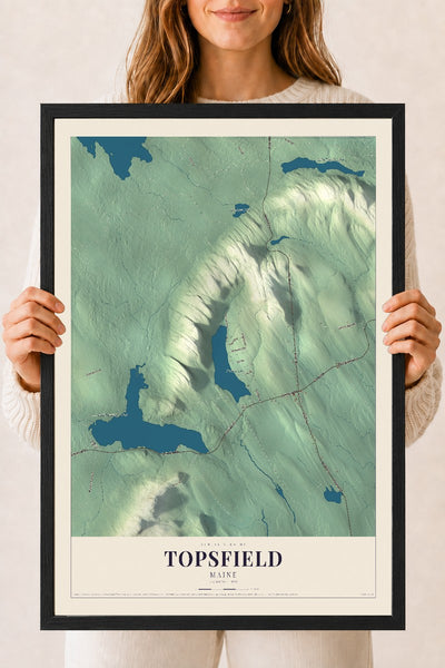 Topsfield, Maine map print - 18 x 24 black Ayous wood frame