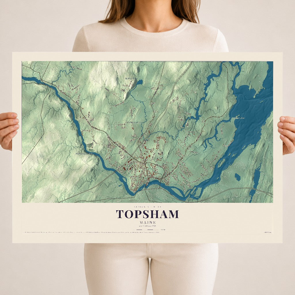 Topsham, Maine map print - 18 x 24 archival matte print