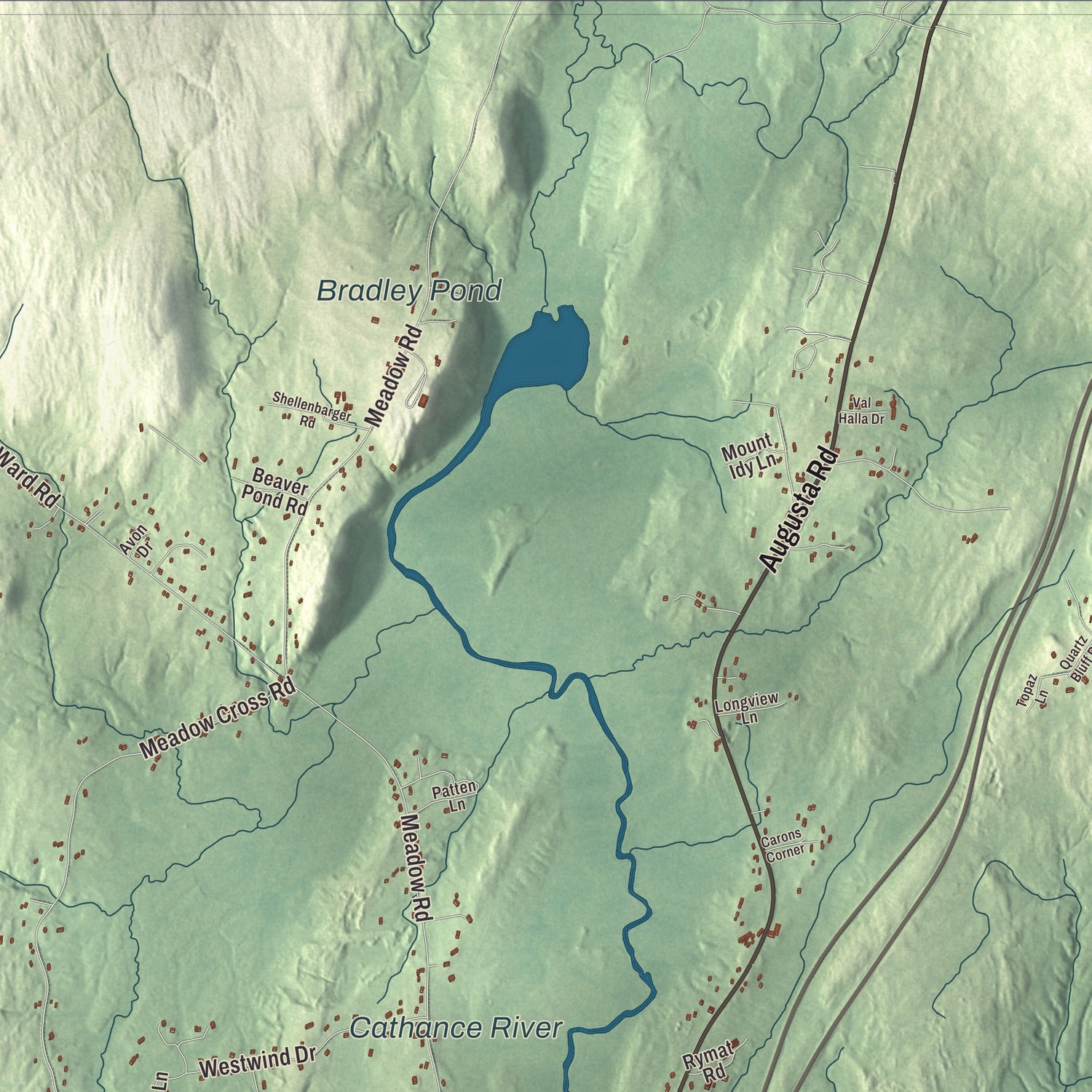 Terrain and local geography detail from the Topsham, Maine map