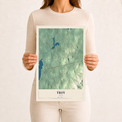 Troy, Maine map print - 12 x 18 archival matte print