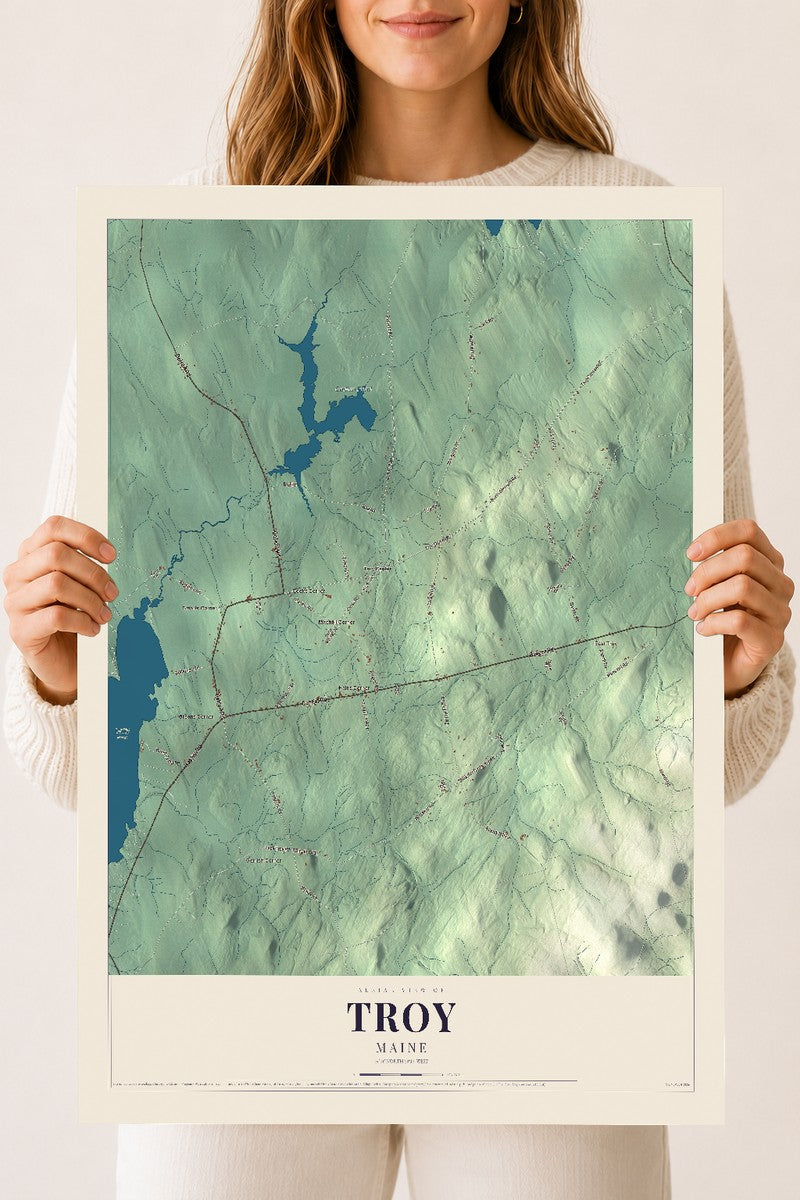 Troy, Maine map print - 18 x 24 archival matte print