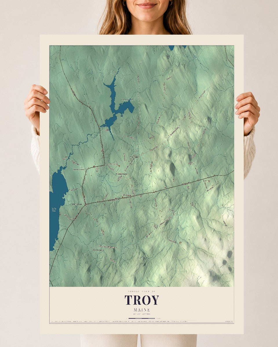Troy, Maine map print - 24 x 36 archival matte print