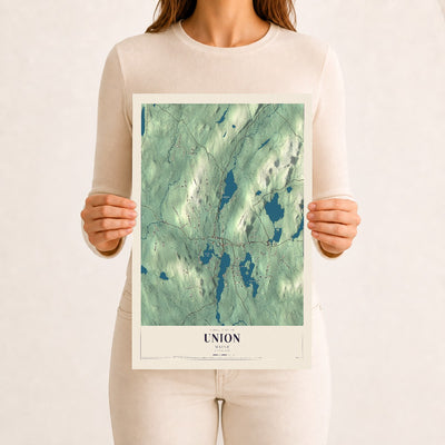 Union, Maine map print - 12 x 18 archival matte print