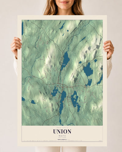 Union, Maine map print - 24 x 36 archival matte print