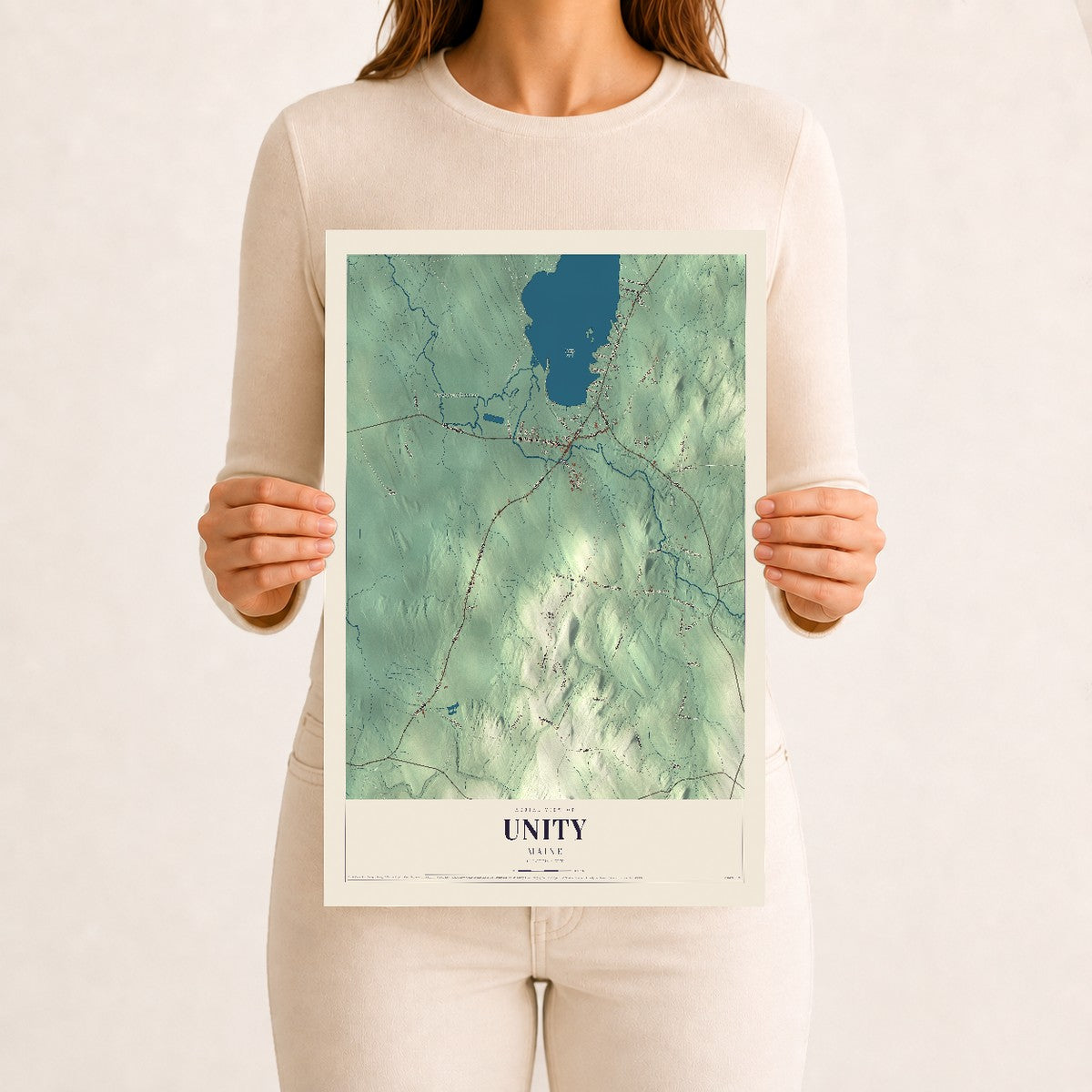 Unity, Maine map print - 12 x 18 archival matte print