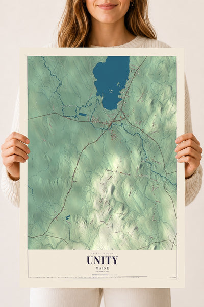 Unity, Maine map print - 18 x 24 archival matte print