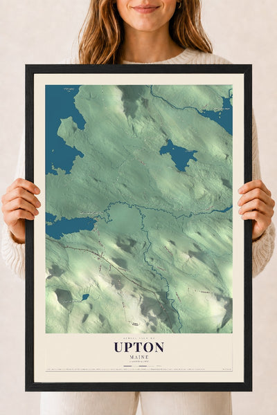 Upton, Maine map print - 18 x 24 black Ayous wood frame