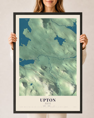 Upton, Maine map print - 24 x 36 black Ayous wood frame