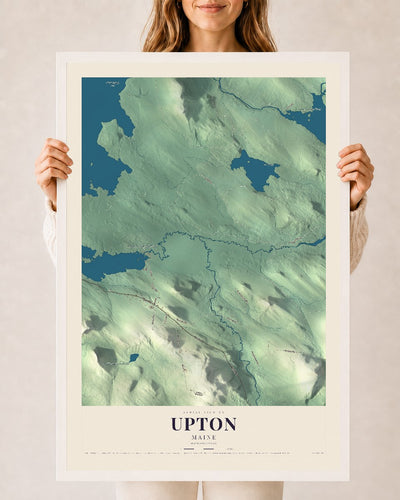 Upton, Maine map print - 24 x 36 white Ayous wood frame