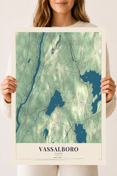 Vassalboro, Maine map print - 18 x 24 archival matte print