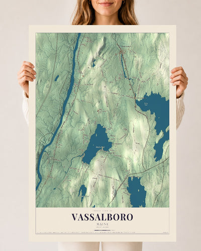 Vassalboro, Maine map print - 24 x 36 archival matte print