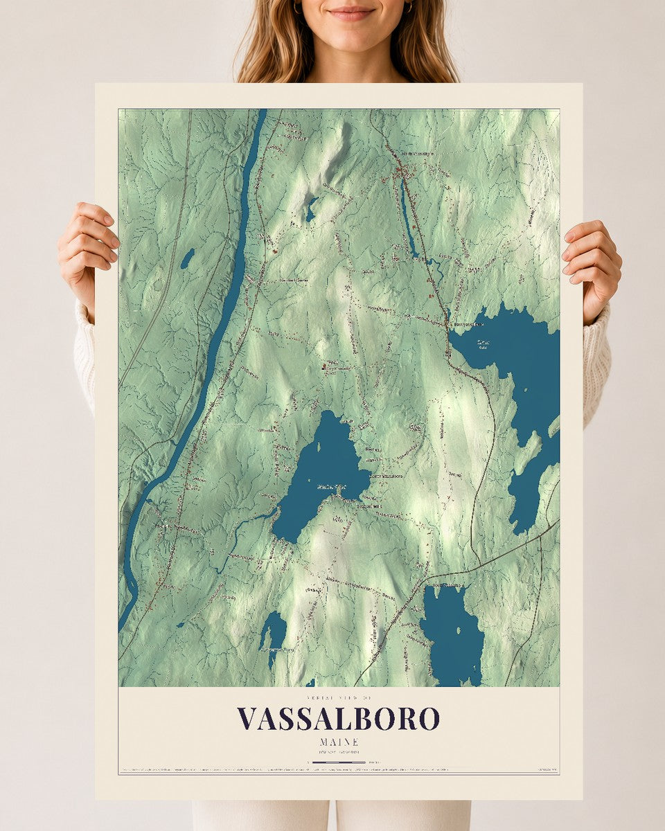 Vassalboro, Maine map print - 24 x 36 archival matte print