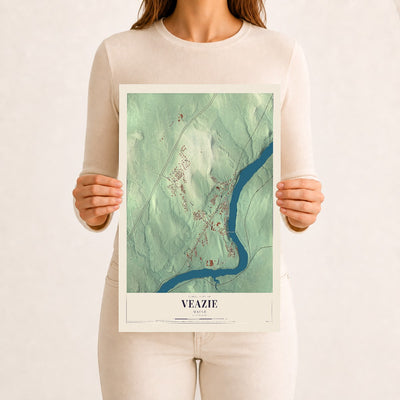 Veazie, Maine map print - 12 x 18 archival matte print
