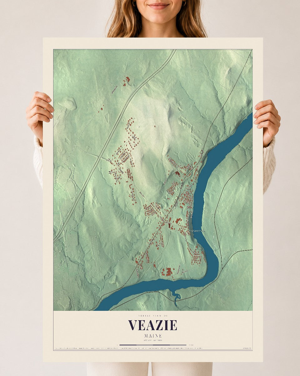 Veazie, Maine map print - 24 x 36 archival matte print