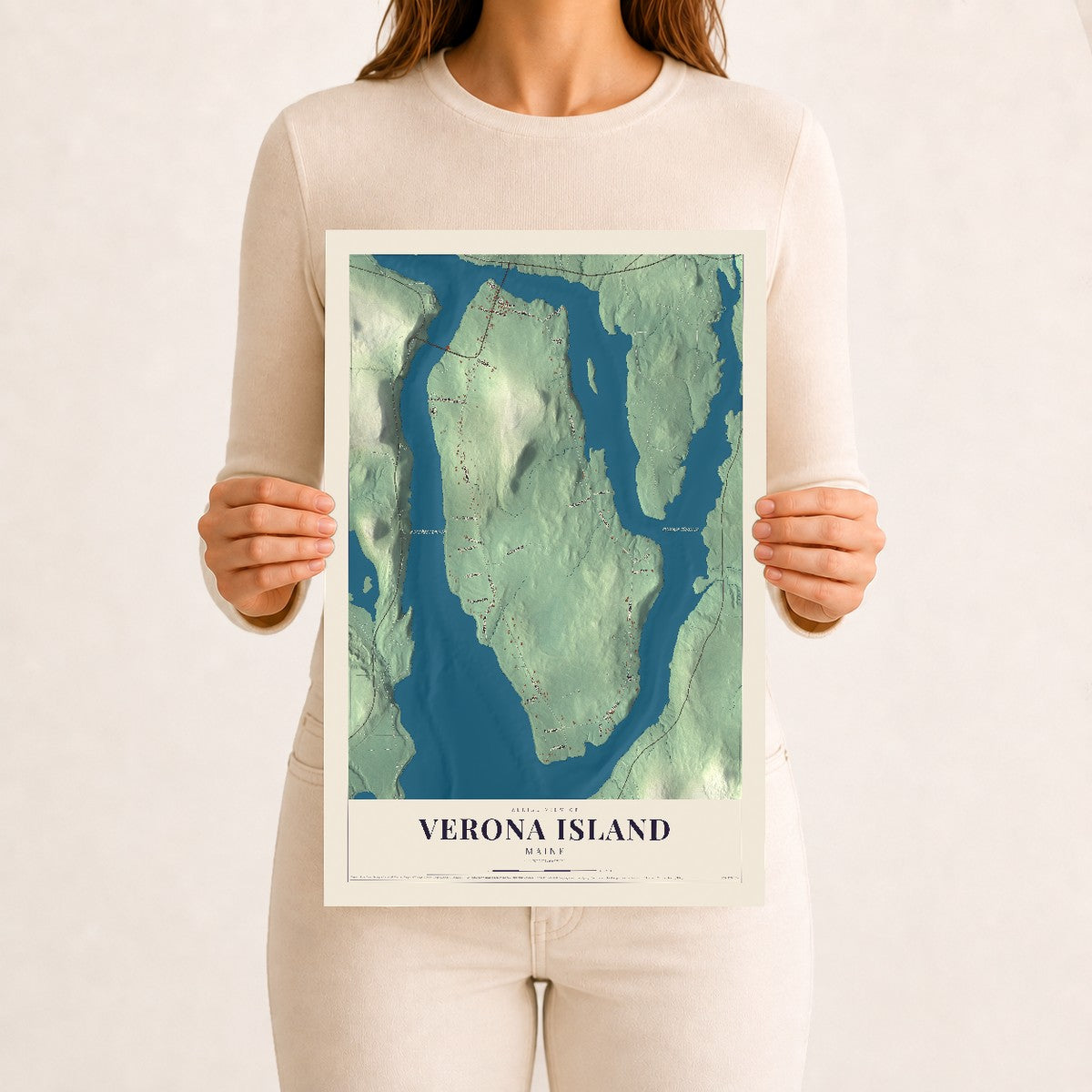 Verona Island, Maine map print - 12 x 18 archival matte print