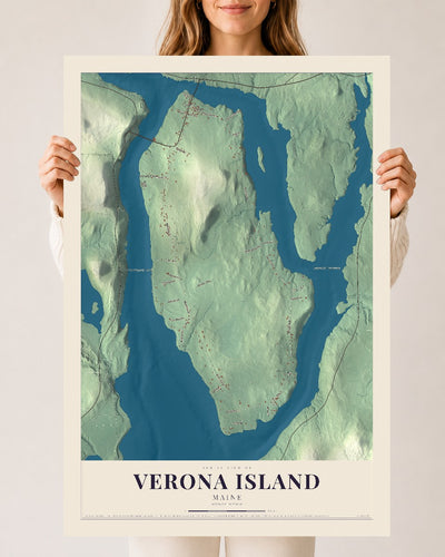 Verona Island, Maine map print - 24 x 36 archival matte print