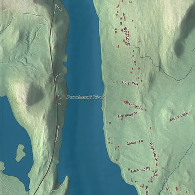 Terrain and local geography detail from the Verona Island, Maine map