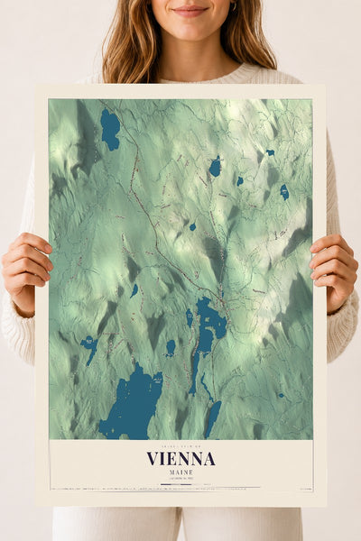 Vienna, Maine map print - 18 x 24 archival matte print