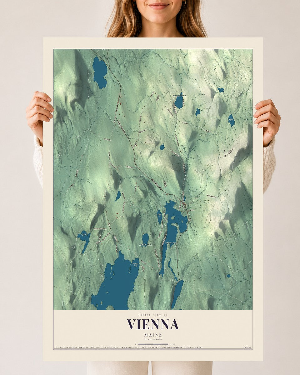 Vienna, Maine map print - 24 x 36 archival matte print