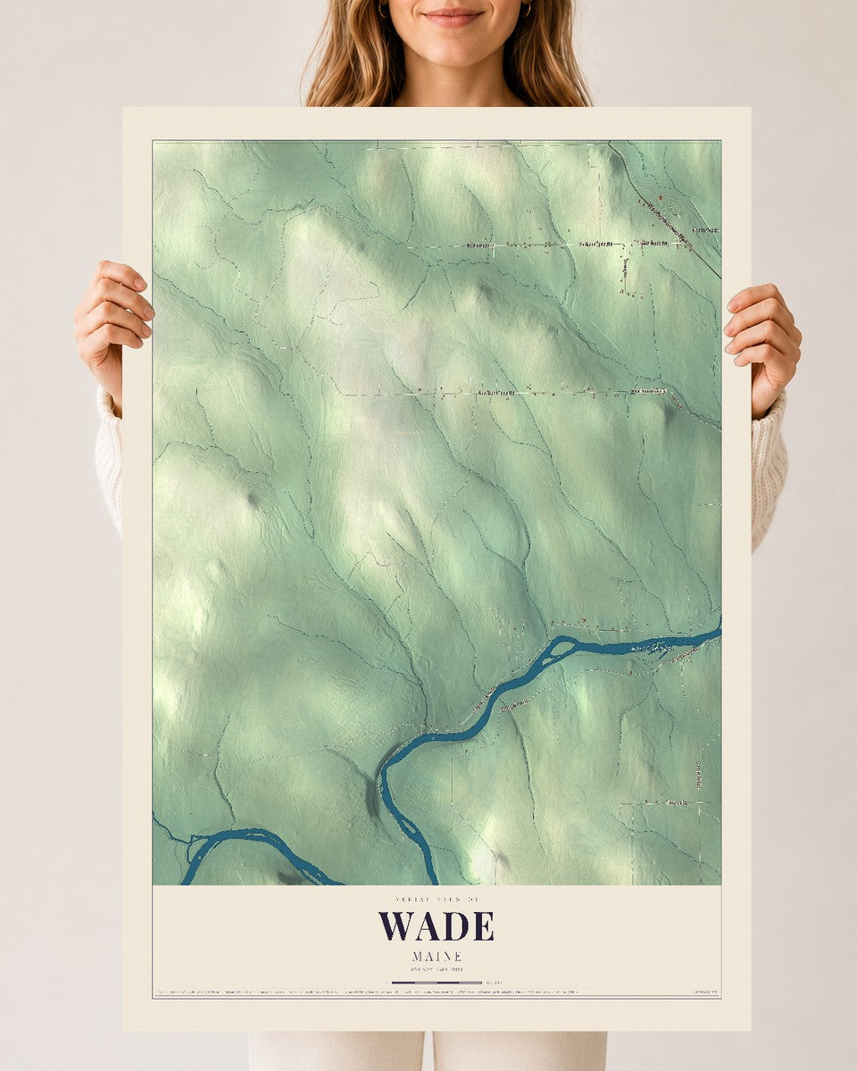 Wade, Maine map print - 24 x 36 archival matte print