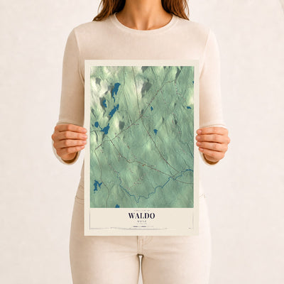 Waldo, Maine map print - 12 x 18 archival matte print