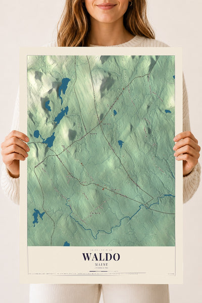 Waldo, Maine map print - 18 x 24 archival matte print