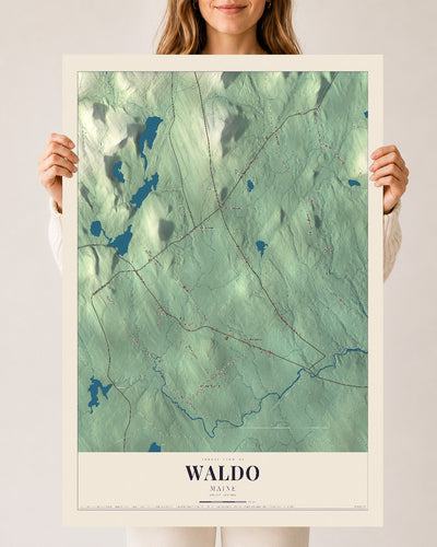 Waldo, Maine map print - 24 x 36 archival matte print