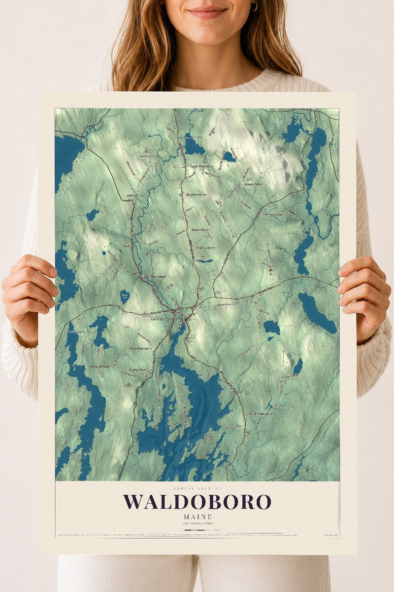 Waldoboro, Maine map print - 18 x 24 archival matte print