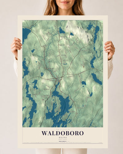 Waldoboro, Maine map print - 24 x 36 archival matte print