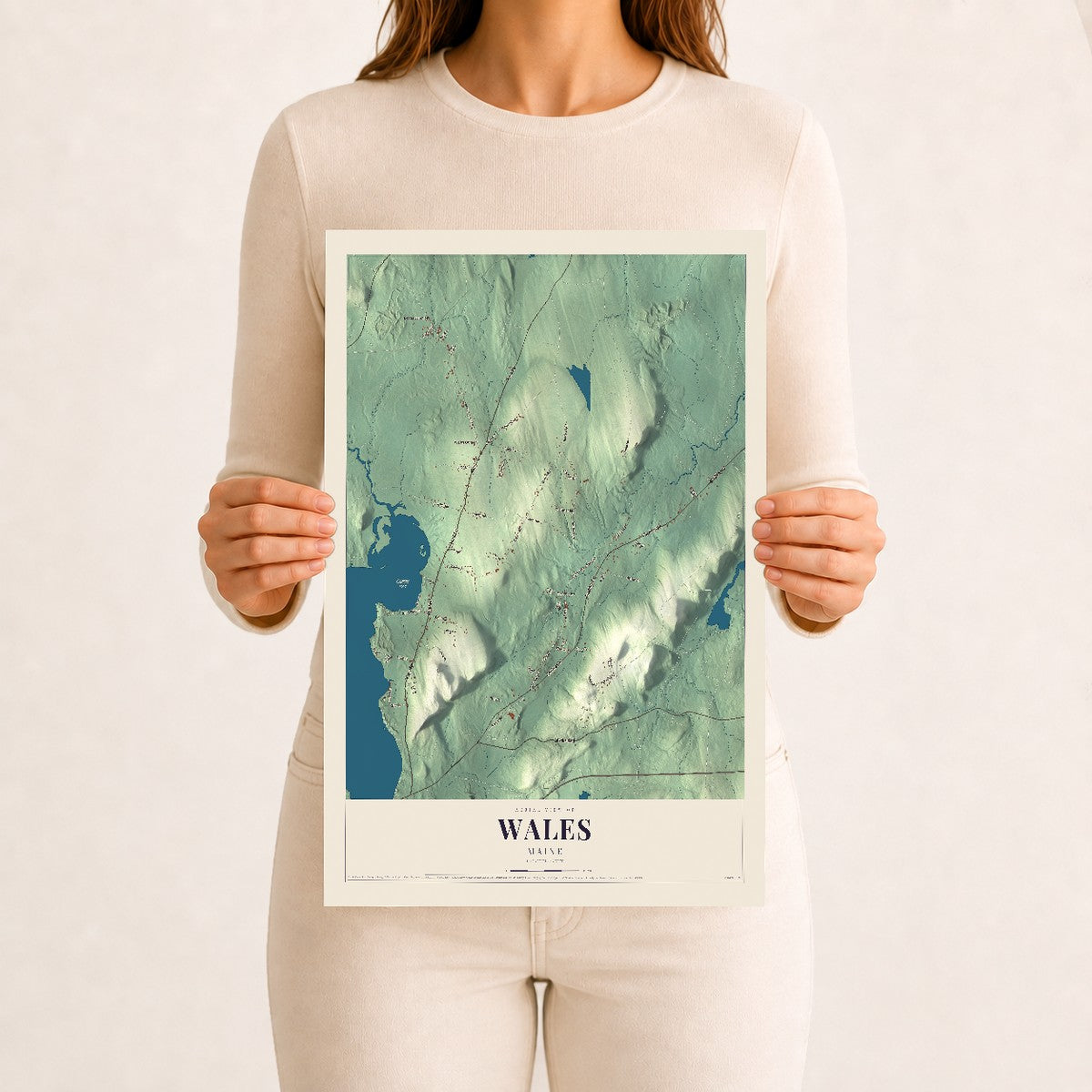 Wales, Maine map print - 12 x 18 archival matte print