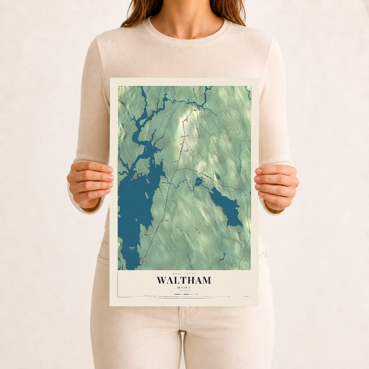 Waltham, Maine map print - 12 x 18 archival matte print