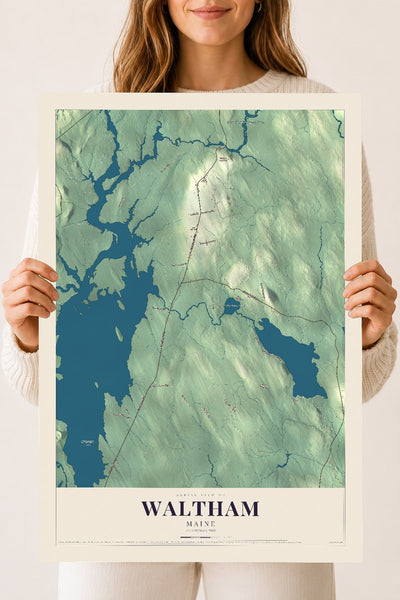 Waltham, Maine map print - 18 x 24 archival matte print
