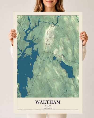 Waltham, Maine map print - 24 x 36 archival matte print