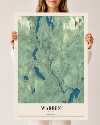 Warren, Maine map print - 24 x 36 archival matte print