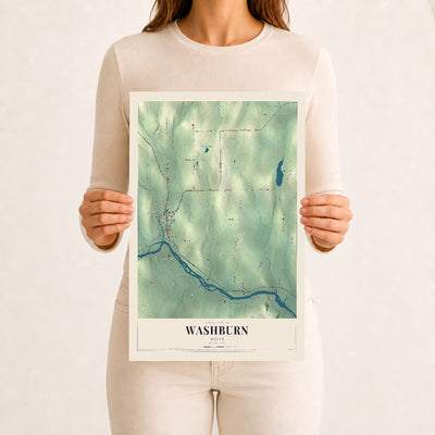 Washburn, Maine map print - 12 x 18 archival matte print