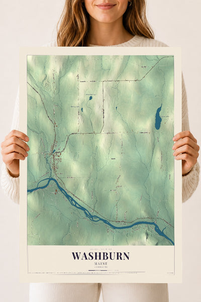 Washburn, Maine map print - 18 x 24 archival matte print