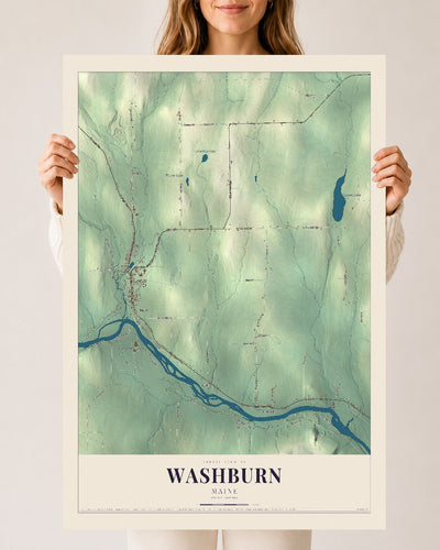 Washburn, Maine map print - 24 x 36 archival matte print