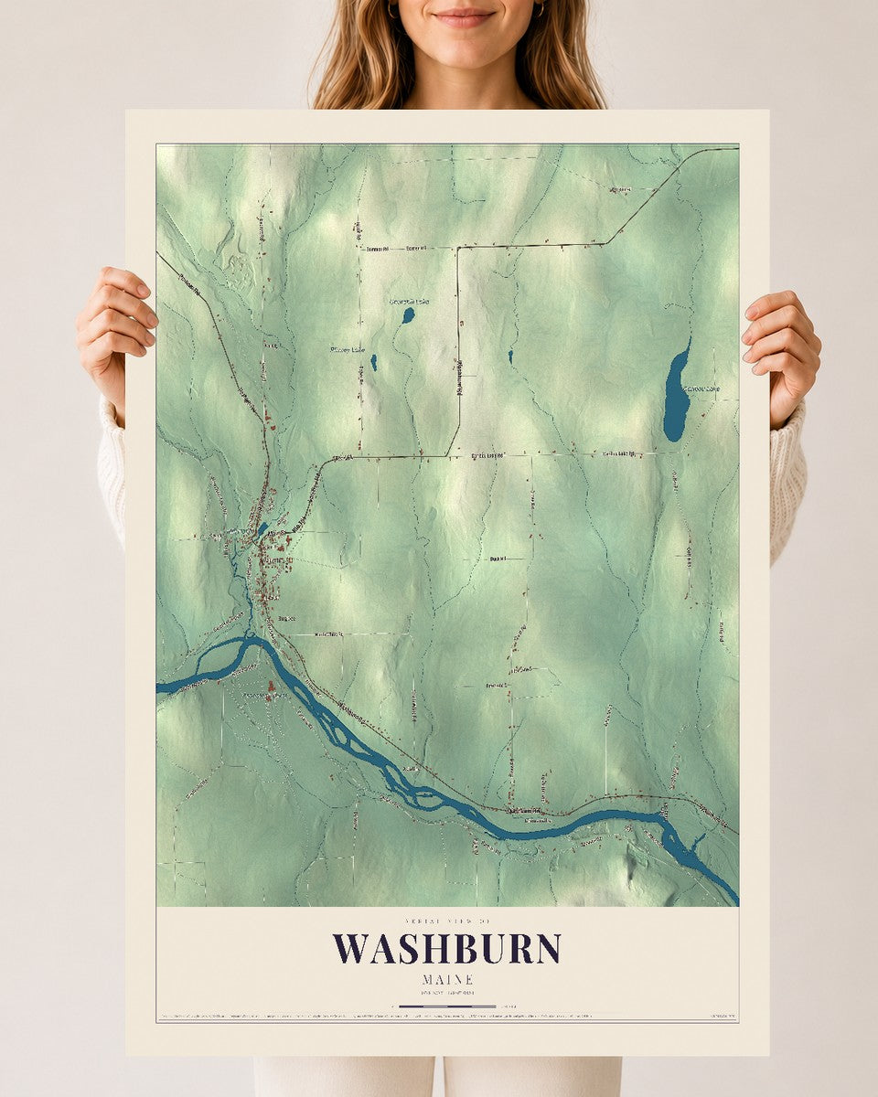 Washburn, Maine map print - 24 x 36 archival matte print