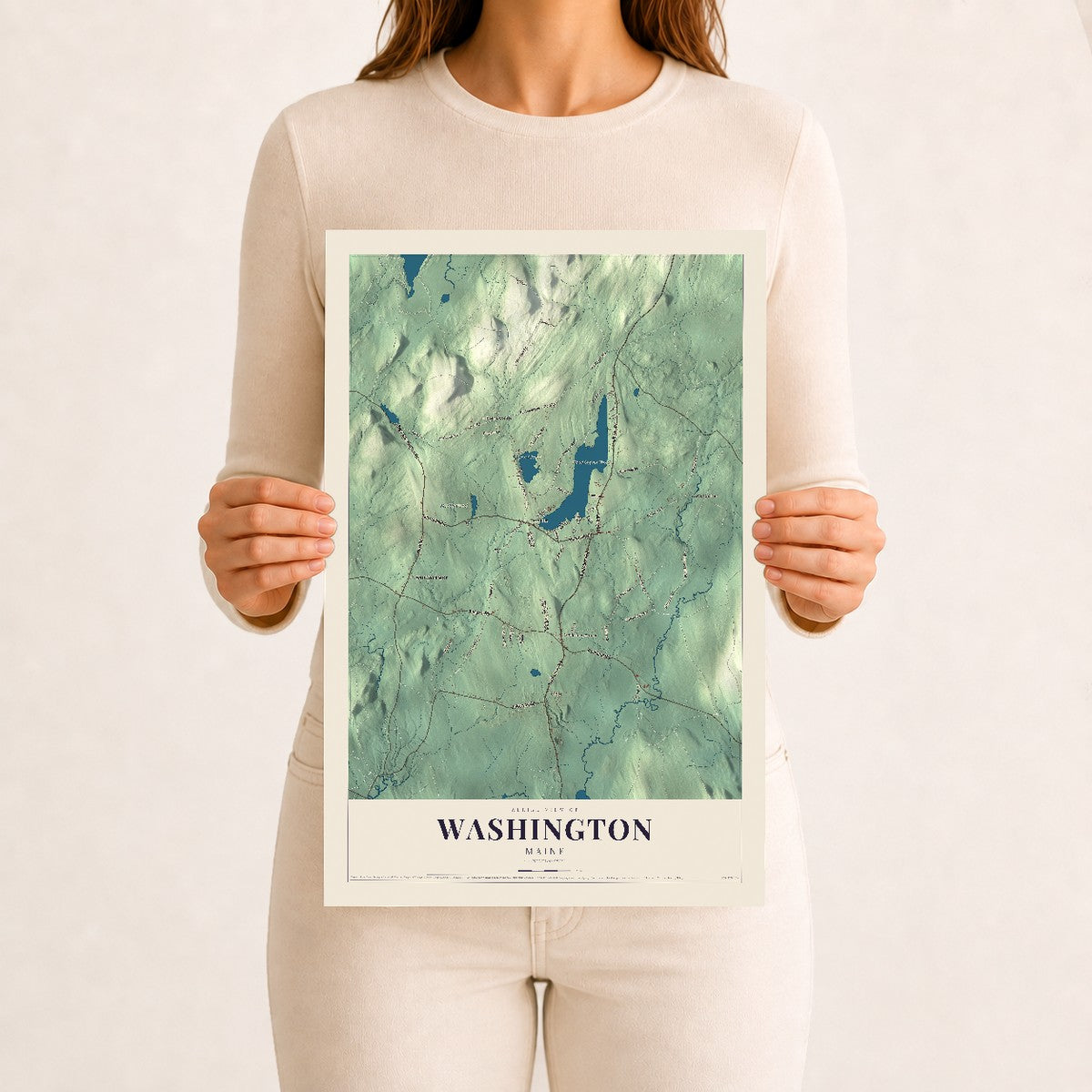 Washington, Maine map print - 12 x 18 archival matte print