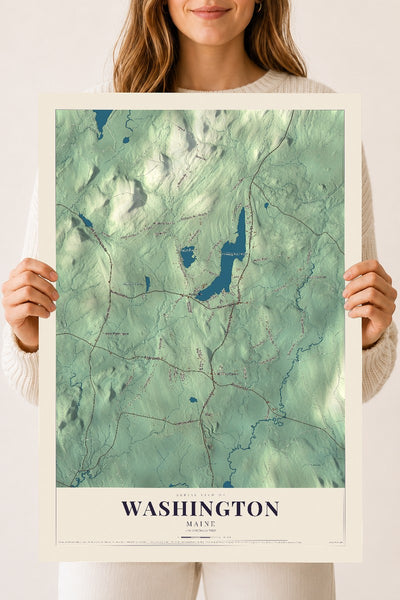 Washington, Maine map print - 18 x 24 archival matte print