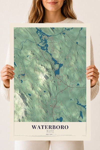 Waterboro, Maine map print - 18 x 24 archival matte print