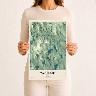 Waterford, Maine map print - 12 x 18 archival matte print