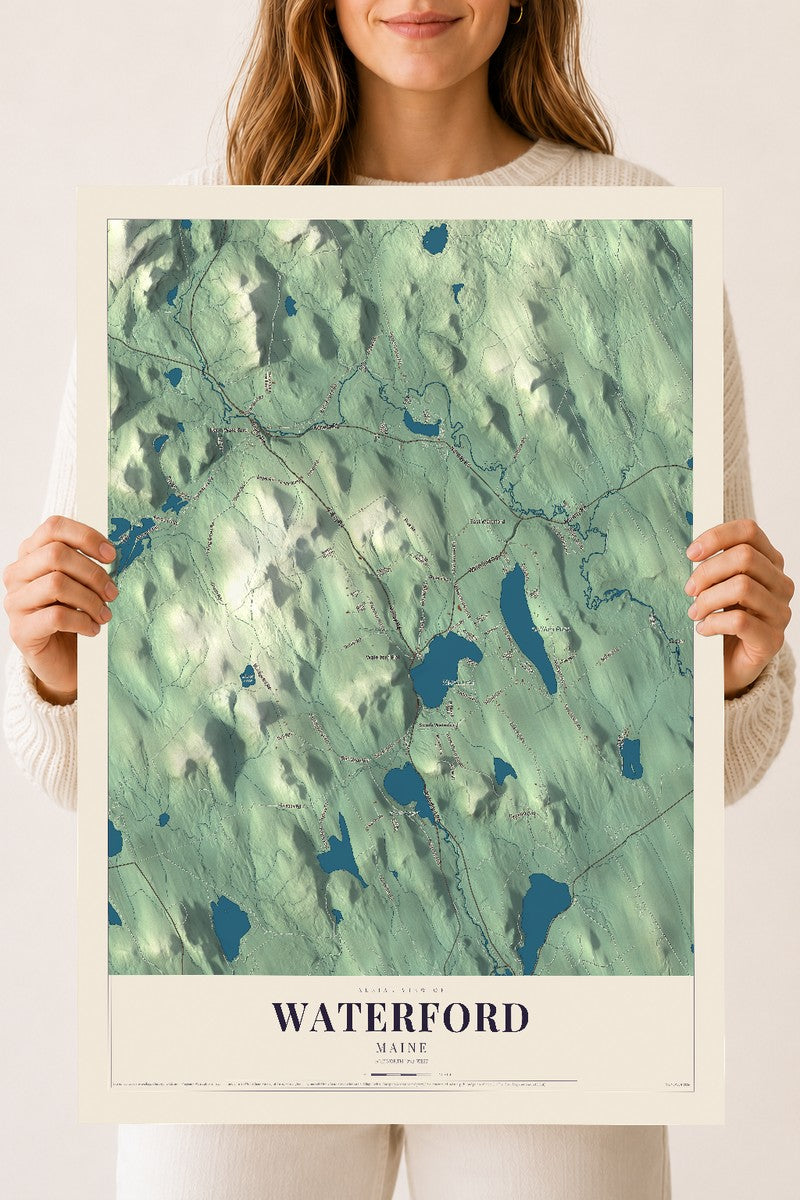 Waterford, Maine map print - 18 x 24 archival matte print