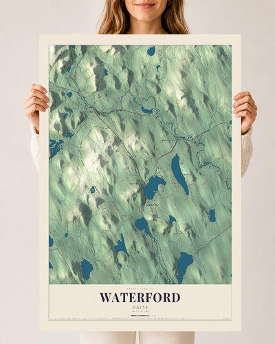Waterford, Maine map print - 24 x 36 archival matte print