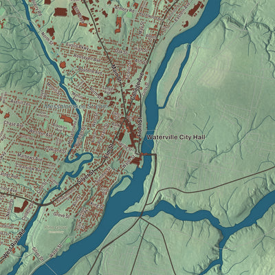 Street and neighborhood detail from the Waterville, Maine map