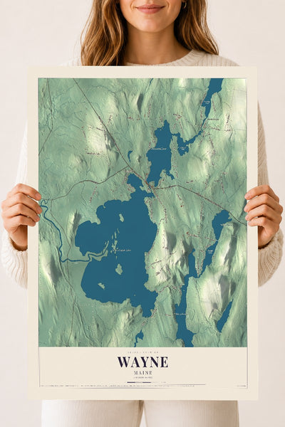 Wayne, Maine map print - 18 x 24 archival matte print