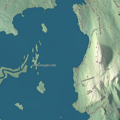 Terrain and local geography detail from the Wayne, Maine map